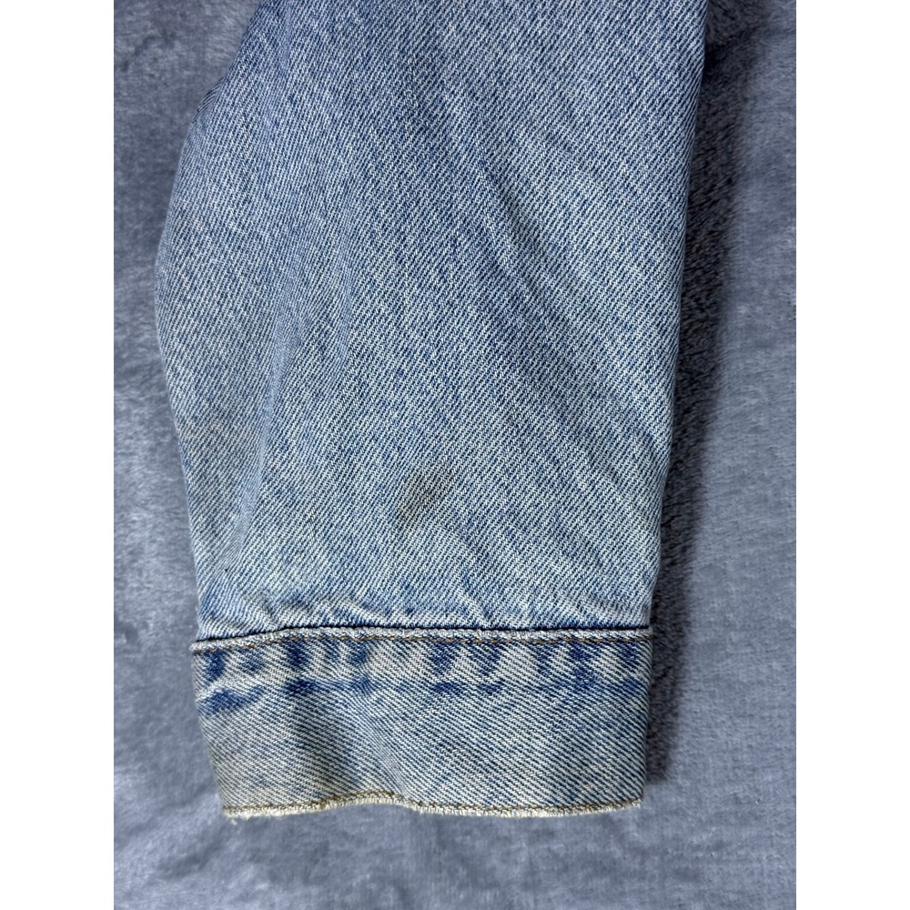 Mens 90s Vintage Levis Light Wash Distress Denim Trucker Jacket Blue Size Large - Picture 6 of 13